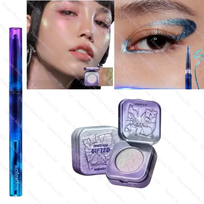 Kaleidos Chameleon Face Eye Makeup Set Gel Eyeliner Pencil Chameleon Eyeshadow Highlighter Chrome Glitter Diamond Powder