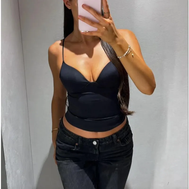 Sexy Corset Top Women Backless Bra Crop Top Woman Tanks & Camis Slip Tops for Women Sleeveless Bustier Tops Women Camisole