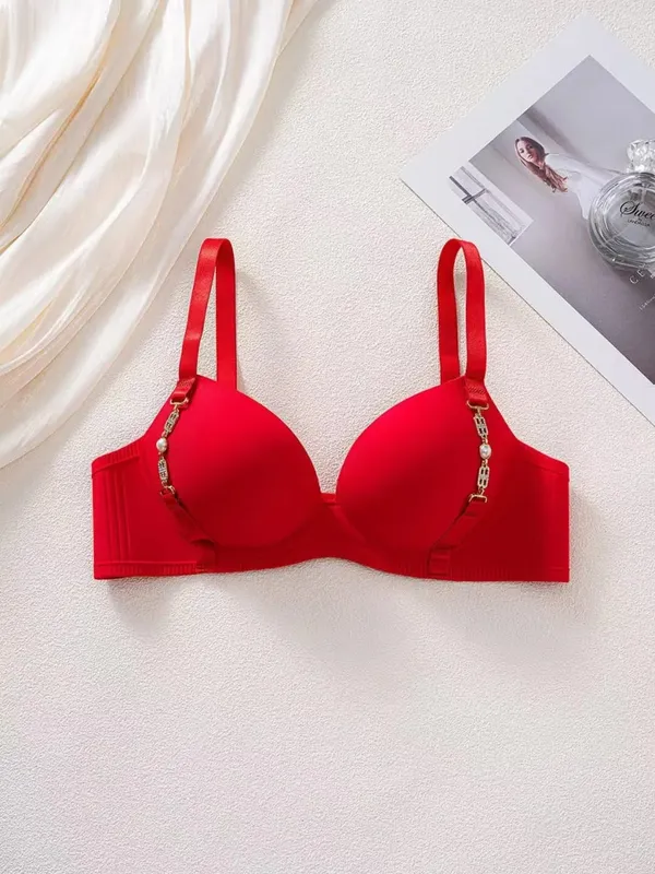 Women's Seamless Push Up Lingerie Small Breast Gathering Anti-sagging No Steel Ring Bra
