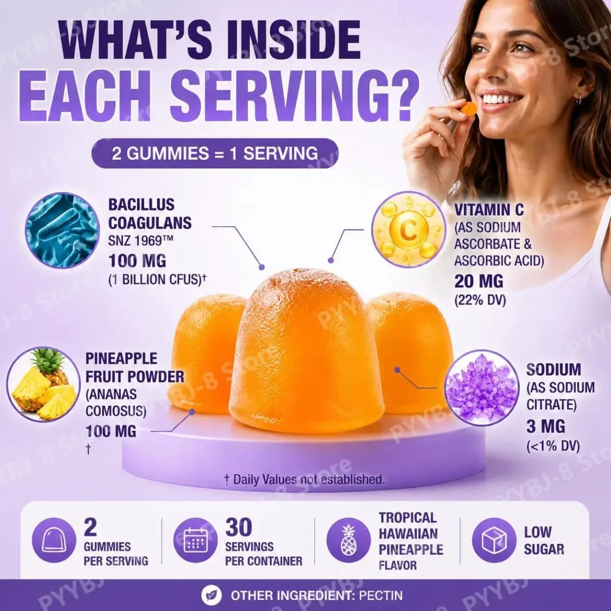 Acentiallabs Vaginal Health Gummies with Bacillus Coagulans and Vitamin C Supports Immune Defense and PH Balance 60 Gummies