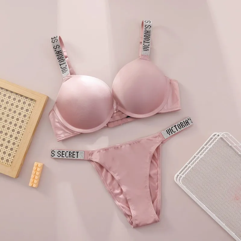 Ny Push Up Shapewear Justerbar, polstret, samlet V-blonde lingerisæt BH og trusse Sexet BH og trussesæt til kvinder Komfortabel