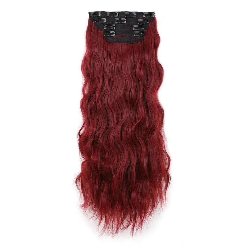 4Pcs/Set 16/20/24 Inch Synthetic Hair Clip In Long Wavy Thick Double Weft Hair Extensions Hairpieces For Women — image 19