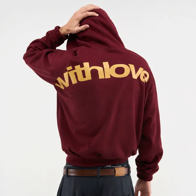 ‘withlove’ Print Hoodies Hip Hop Street Style Men's / Women's Casual Loose Sweatshirt Quality Cotton Pullover Tops