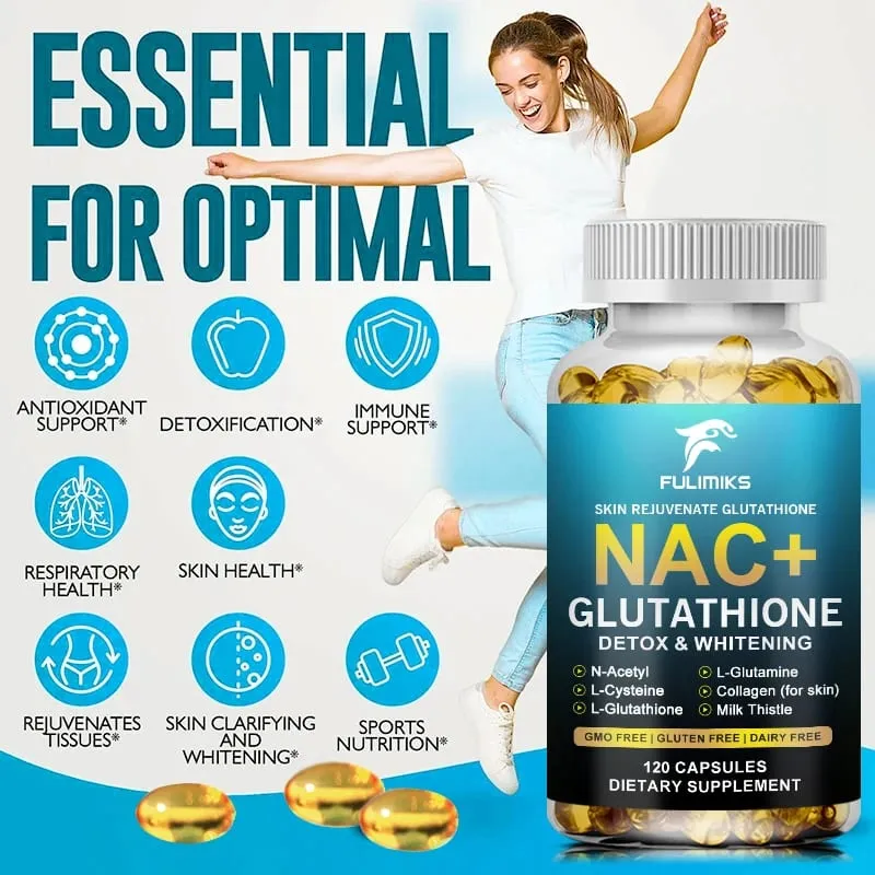 Glutathione & NAC Detox Formula Capsules Supports Antioxidant Protection Liver Function Skin Brightening & Immune Balance