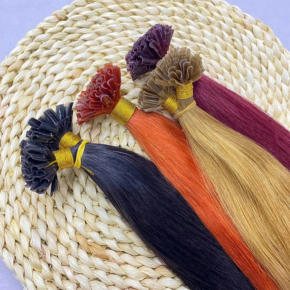 Full Shine U Tip Hair Extensions Nature Black Hair Blone 613 Color 50g Keratin Glue Beads Prebonded Remy Human Hair Extensions — image 4