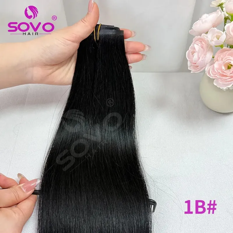 110G Tape PU Clip In Hair Premium Remy Clip In Human Hair Extensions 7pcs Clip-on Hair 14"-24" Balayage Ombre Mocha Brown Black
