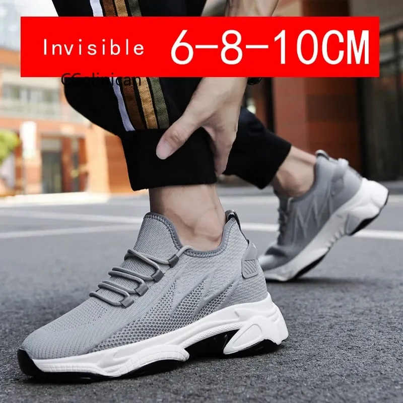 Men's Invisible Height Increasing Casual Shoes 10cm Elevator Breathable Mesh Upper Walking Shoes with Soft Bottom