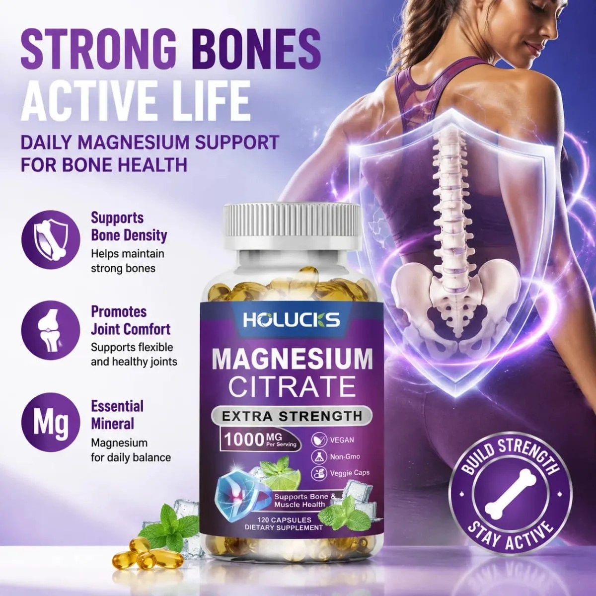 Yimiduk Premium Magnesium Citrate Supplement for Healthy Blood Pressure Bone Density & Overall Wellness Nervous System Vegan