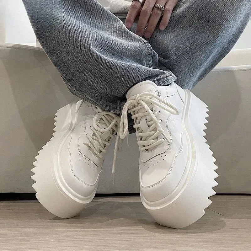 2026 Fashion Chunky Sneakers Men Non-Slip Casual Sports Shoes Loafers Wear-resistant All-match Thick Bottom White Shoes for Men