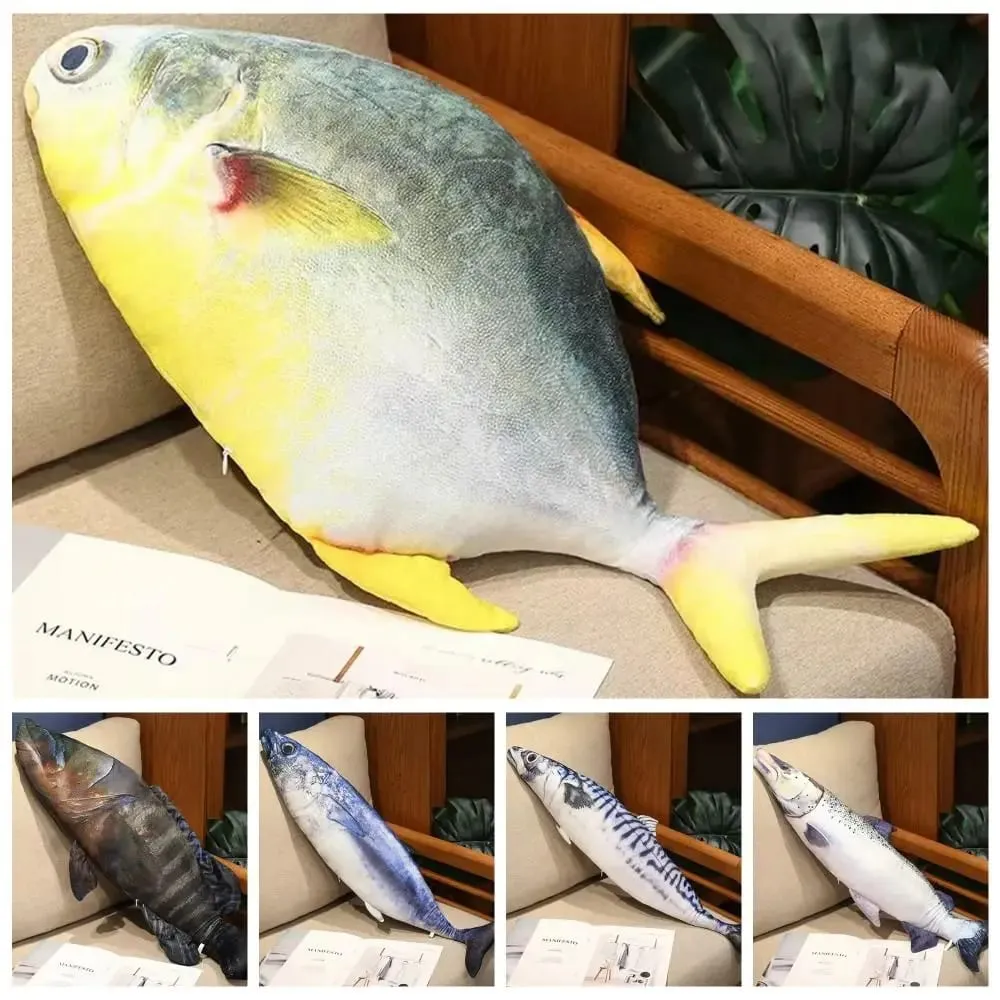Sofa Cushion PP Cotton Simulation Sea Fish Soft Stuffed Sea Fish Stuffed Bream Salmon Fish Sleeping Pillow Bedroom