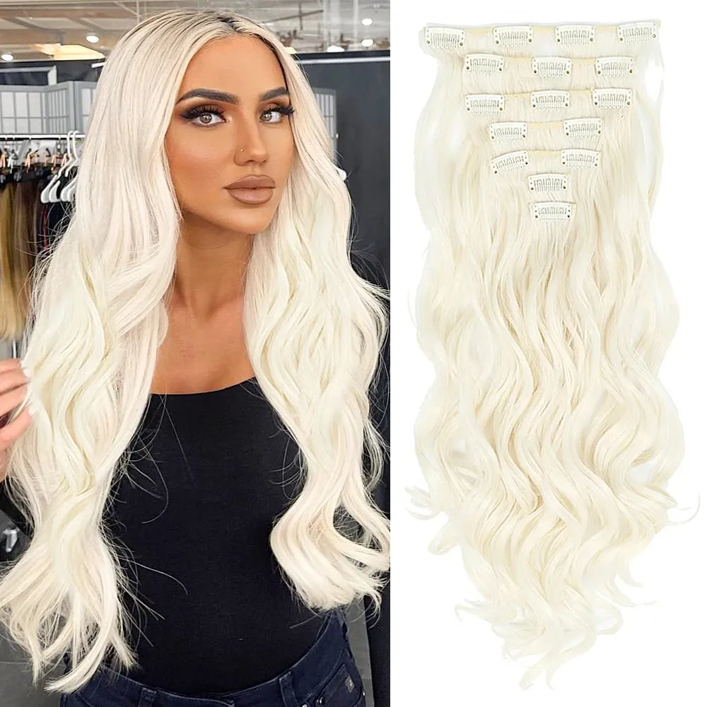 Synthetic Clip in Hair Extensions Purple hairpieces 7pcs/set 22inch Thick Hair for Women Girls Daily Party Cosplay