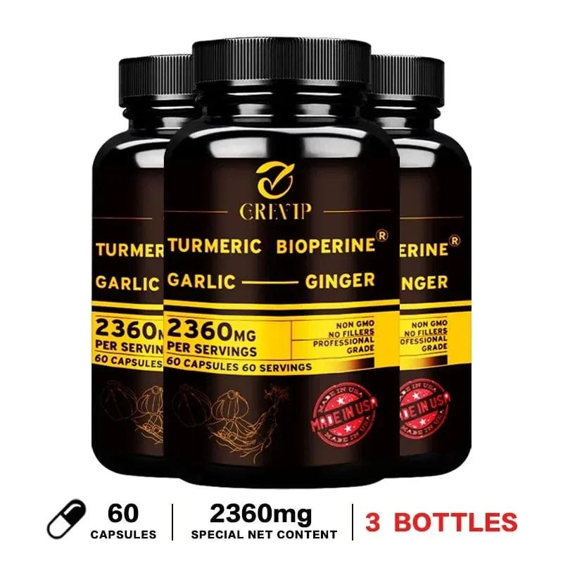 Συμπλήρωμα 4-σε-1 Turmeric Ginger - με Σκόρδο κουρκουμίνη μαύρο πιπέρι - Ανοσολογική υποστήριξη των αρθρώσεων Βελτιώνει την πέψη