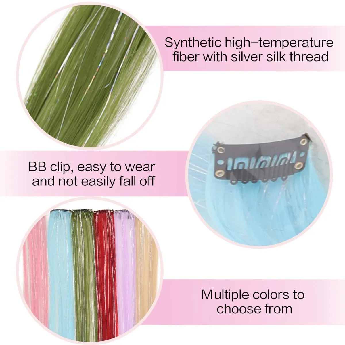 1pcs 24inch Colored Clip in Hair Extension Mahaba Straight Colorful Highlights Mga Piraso ng Buhok Synthetic Rainbow Hairpieces para sa mga babae