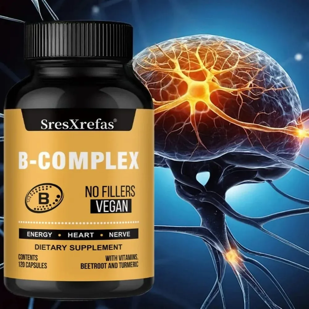 B Vitamin Supplements - with B12 for Mood Brain Nervous System Energy Metabolism Relieve Fatigue Heart Health
