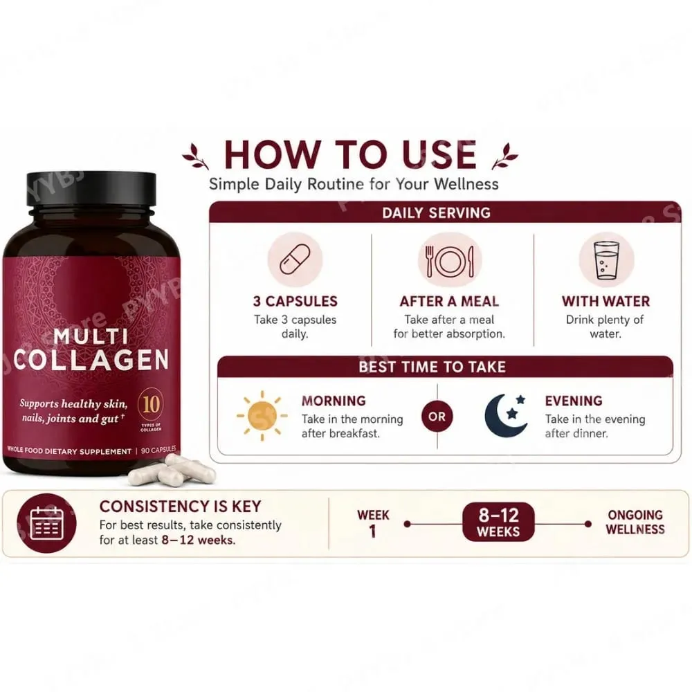 Collagen Pills Hydrolyzed Multi Collagen Supplement Supports Healthy Skin and Nails Gut Health and Joints 90 Capsules