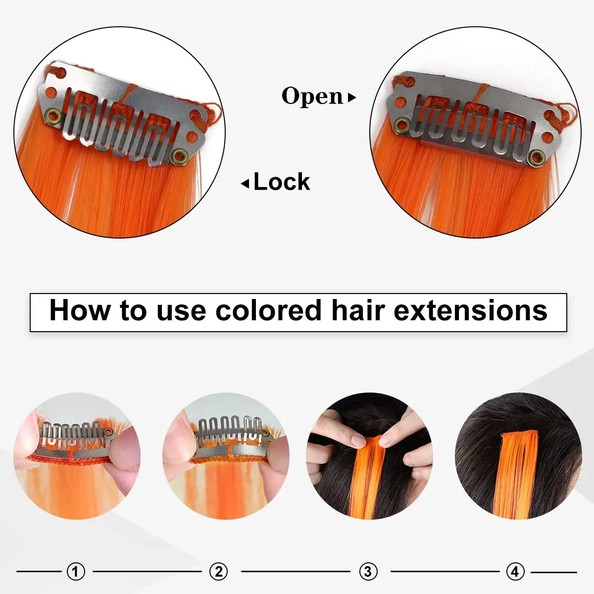 Synticthe Clip in Hair Extensions 10pcs/pack Colored Party Cosplay 22 inches for Fairy Hairpieces Long Straight Hair Extensions