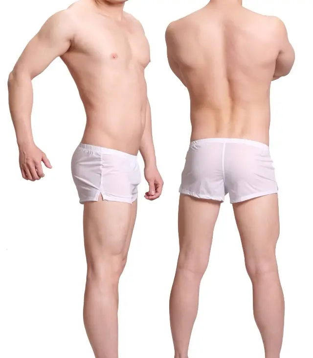 Panlalaking Kasuotang Panlalaki Ice Silk Boxer Shorts homme Solid Mid-rised U Convex Pouch Underpants Cueca Panlalaking Arrow Pants Plus Size M-XXL
