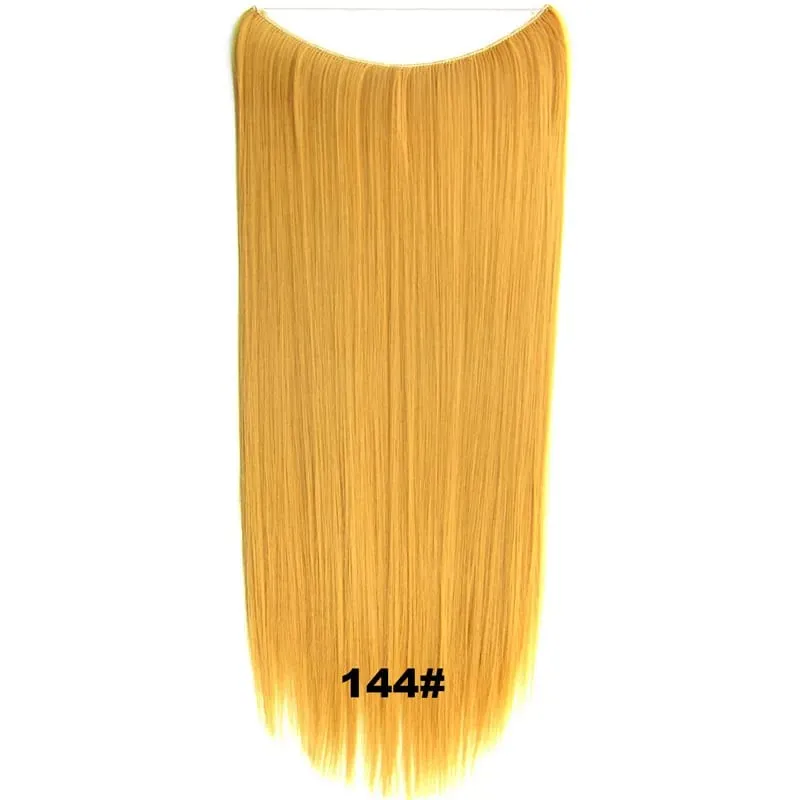 Synthetic One piece Hair Extensions No Clip No Glue Invisible 24inch Long Straight Wave Heat Resistant String Hairpiece