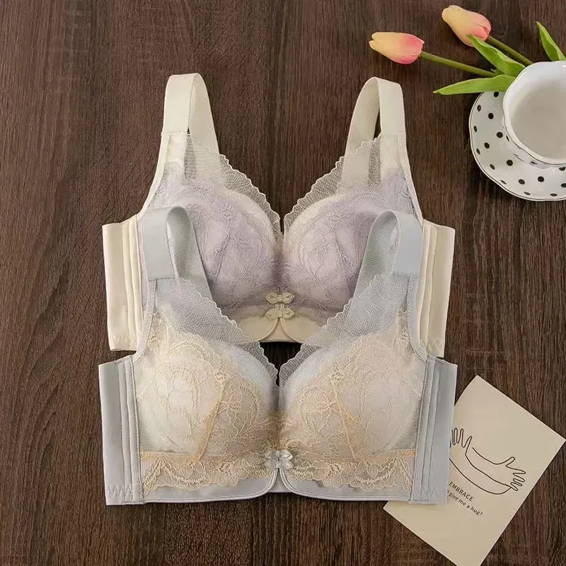 Sexy Lace Push Up Lingerie Bra Small Breast Gathering Anti-sagging Non-underwire Adjustable Bra