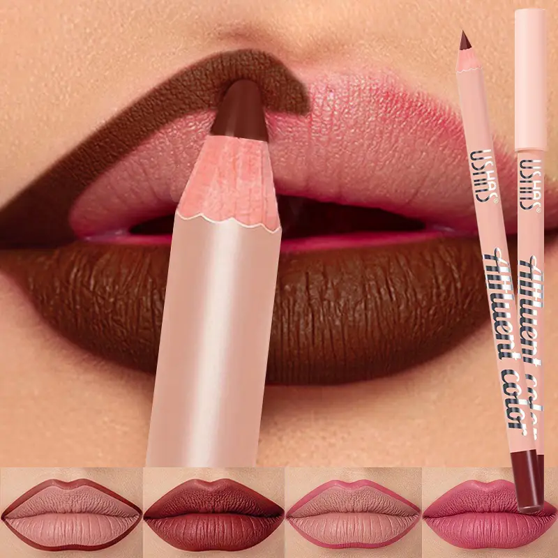 8 farver Vandtæt Lip Liner Pencil Langvarig Sexet Mørkerød Pink Mat Læbestift Blyant Naturlig Lipliner Pen Rød konturfarve
