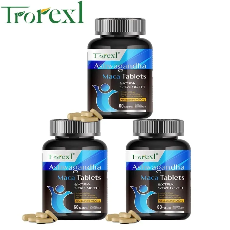 Ashwagandha Maca Tablets Suplemen Peningkatan Lelaki Tenaga & Daya Tahan Yang Dipertingkatkan Menggalakkan Sokongan Saiz Potensi Tertinggi
