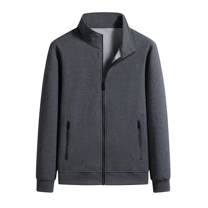Fashion Stand Collar Zipper Men Hoodies Outdoor Solid Color Sweatshirts Casual All-match Sports Style Male Clothes Spring New