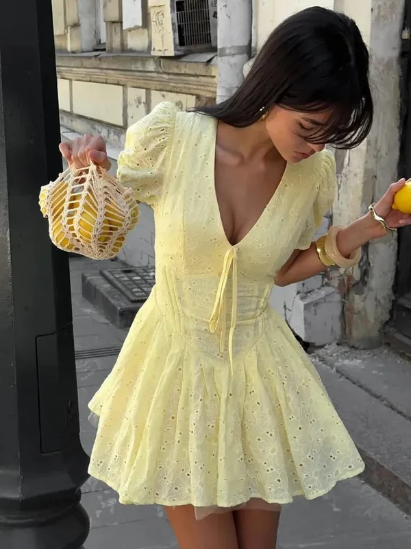 Collection Of Popular Printed Short Dress Deep V Neck A-line Bodycon Party Dresses 2026 Lady Spring Summer Vacation Outfits New