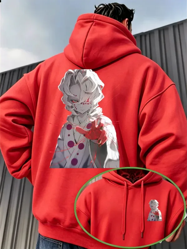 Bandai Demon Slayer Men's Hoodie Rui (Spider Demon) Print High-Quality Warm Autumn/Winter Casual Pullover Sweatshirt