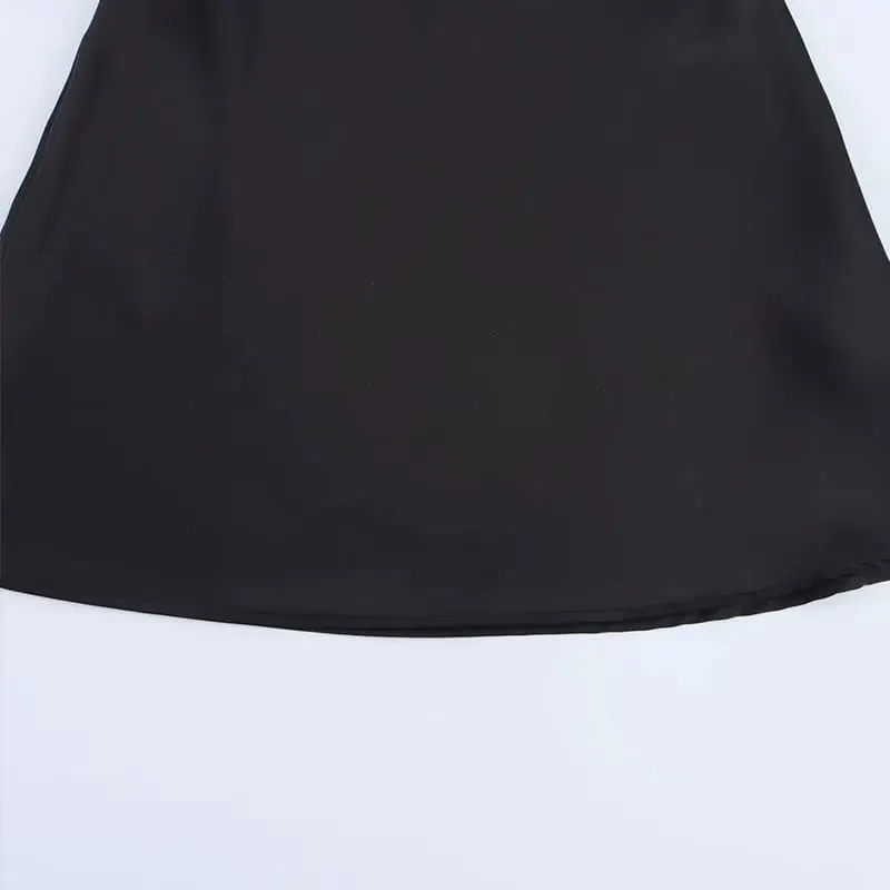Satin Women Party Dress 2026 Spring Summer Backless Sleeveless Halter Slim A Line Short Mini Dress Y2K