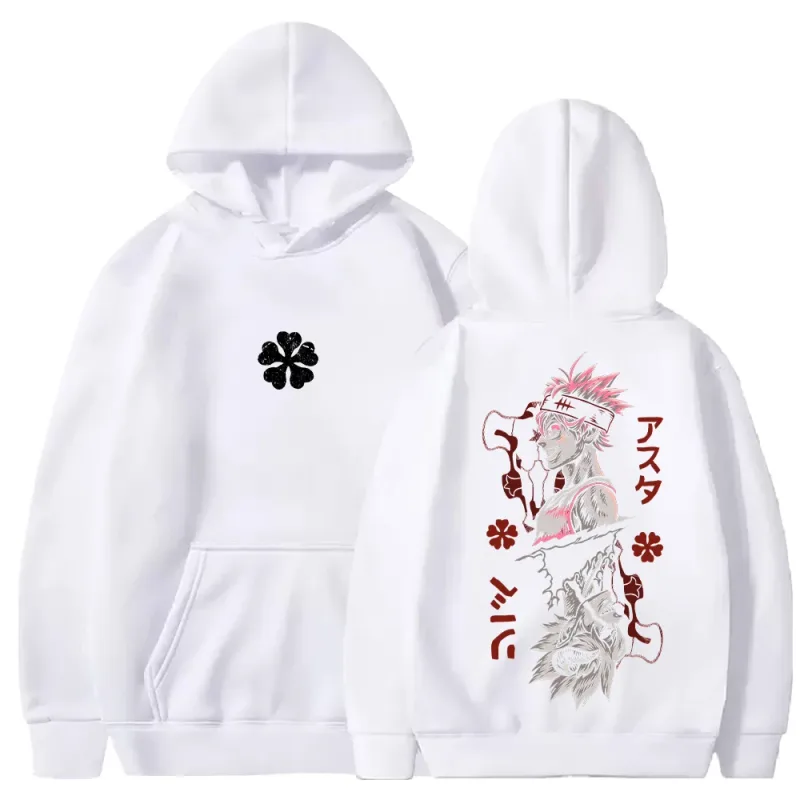 Black Clover Asta Printed Hoodies Manga Fashion Hooded Tops Men Women Clothing Long Sleeves Casual Fleece Loose Soft Streetwear