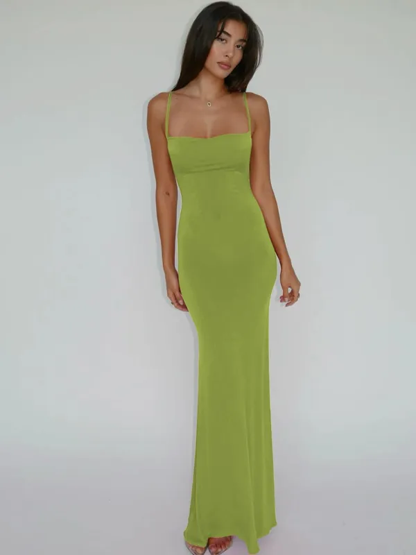 Hugcitar Summer Solid Sleeveless Backless Elegant Sexy Bodycon Y2K Maxi Prom Dress Women Clothes Birthday Party Casual Y2K