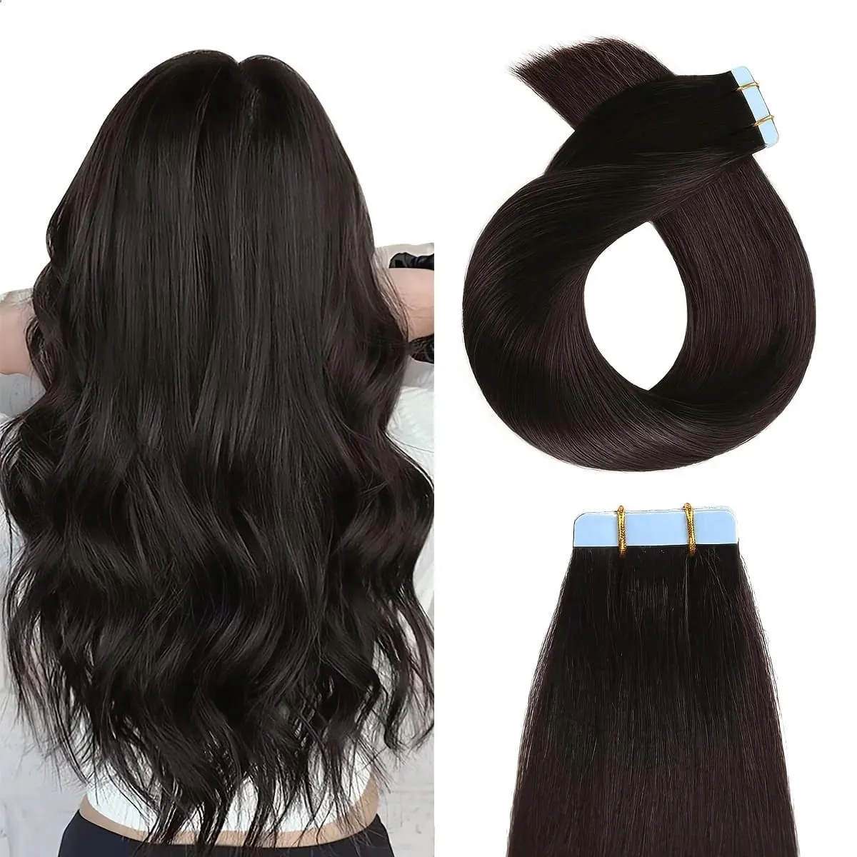 Ugeat Tape in Synthetic Hair Extensions 24' Machine Remy Hair Straight Hair Ombre Blonde Color Hair 3g/Pcs 30G/10 Pcs