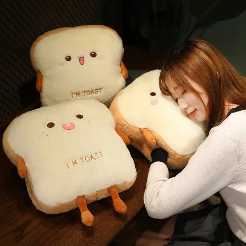 35cm Plush Bread Pillow Soft Toast Simulation Food Doll Warm Hand Cushion Home Decor Cute Kids Toy Birthday Gift