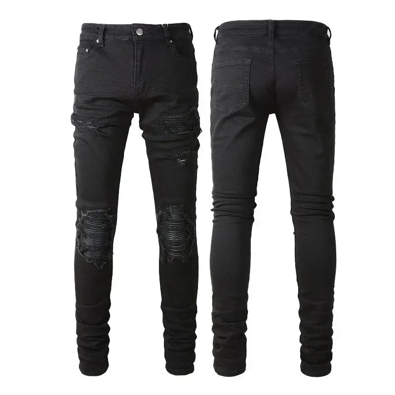 Džíny Skinny Hole pro muže Vintage Pencil Kalhoty Rovná délka ke kotníkům Seprané Zoufalé džíny 2024 Podzimní streetwear