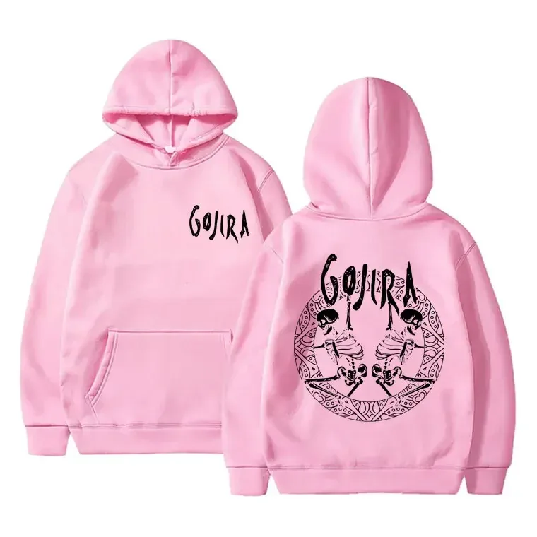 Sudadera con capucha con estampado de doble cara de esqueleto de Gojira de banda de Metal francesa para hombre y mujer, Jersey Vintage con capucha, sudaderas informales de gran tamaño para hombre