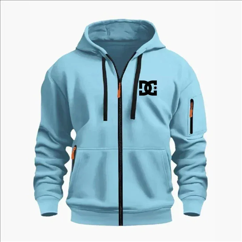 Spring and Autumn Men's Casual Sports Hoodie Fashionable Arm Pocket Drawstring Hoodie Men's Loose Long-sleeved Shirt Pullover