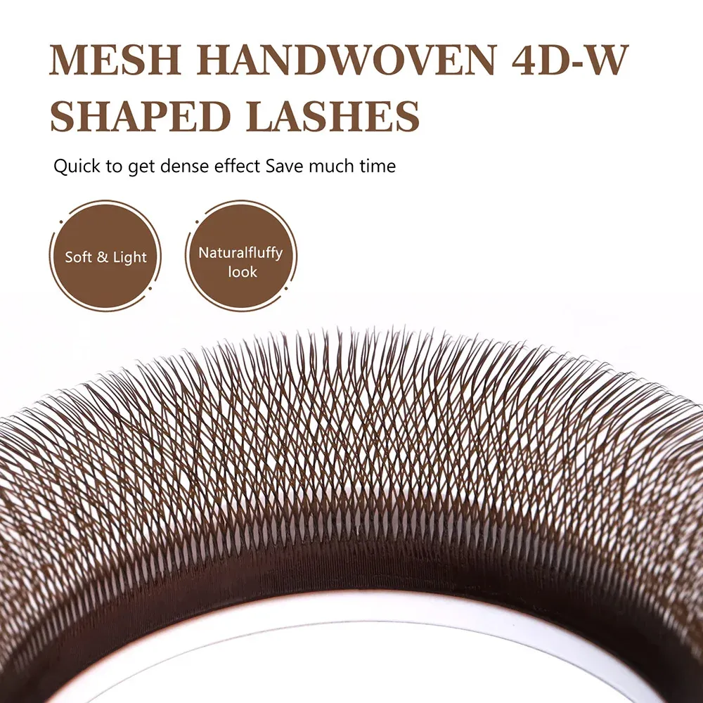 NEW Brown W Shaped Lashes 3D Fairy Clover Lashes Premade Bloom Fans 3D 5D Eyelash Extension Dark Brown 4DW Lashes