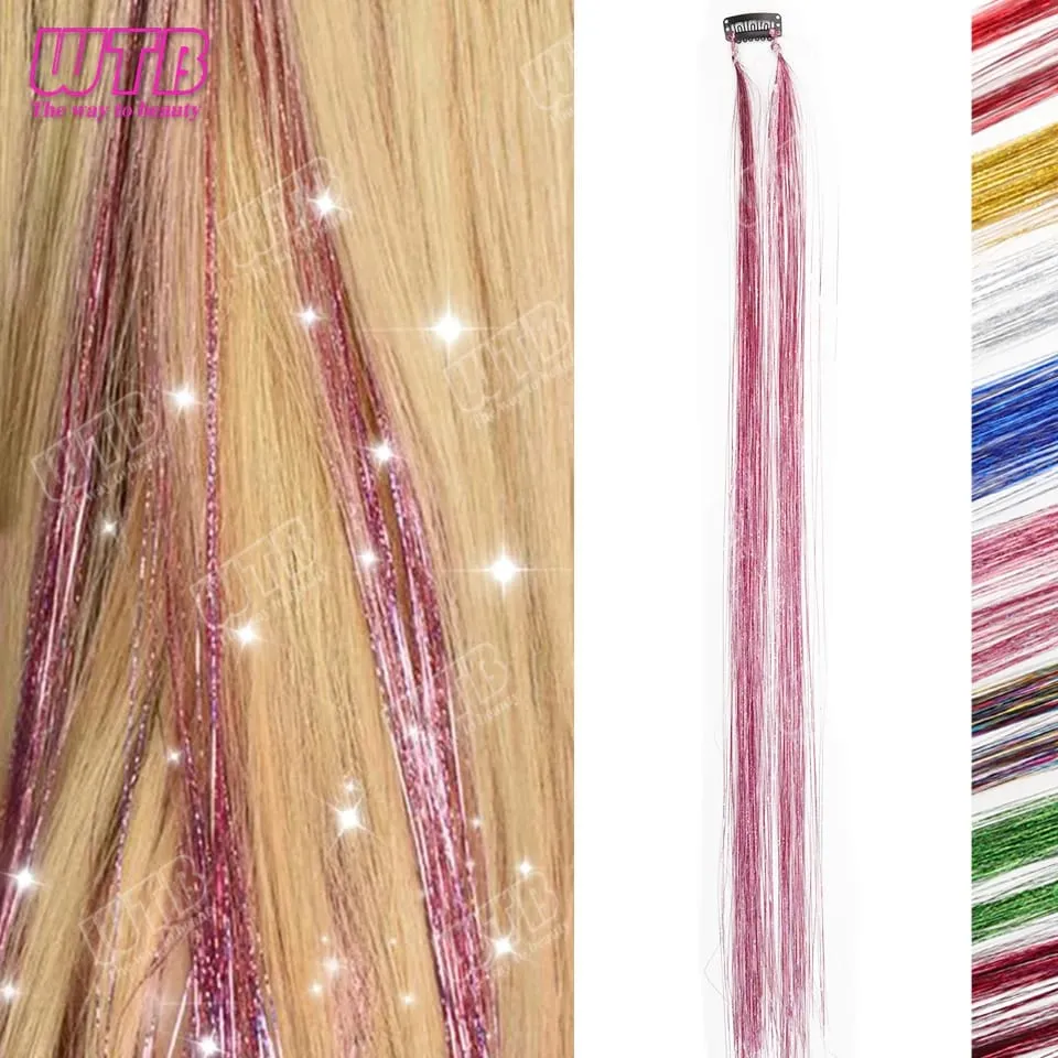 Multi-Color Glitter Synthetic Hair Extension Wig BB Clip Style Suitable for Women and Girls to Wear During Holidays and Events