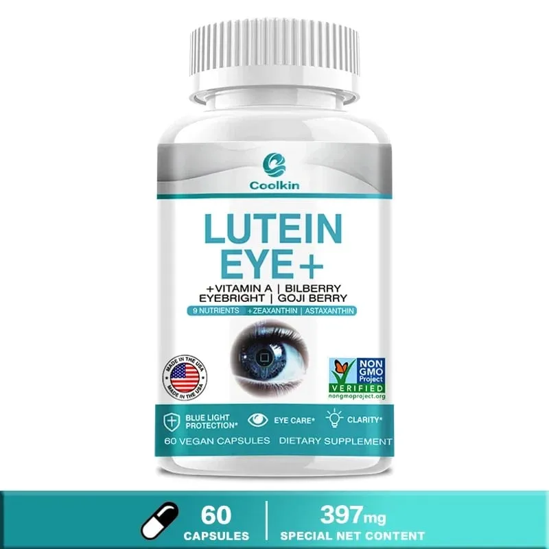 Lutein Takviyesi - A Vitamini + Yabanmersini Eyebright + GO JI Wolfberry Göz Yorgunluğunu ve Kuruluğunu Gidermek İçin Kapsüller