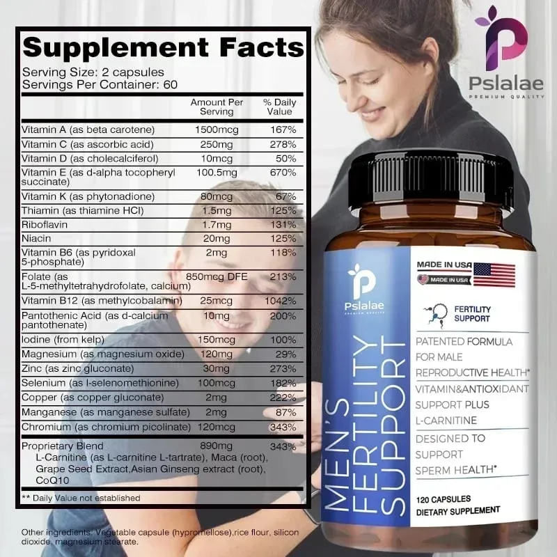Fertility Capsules for Men Increase Sperm Quality Vitality Sperm Motility Count Booster Support Supplement