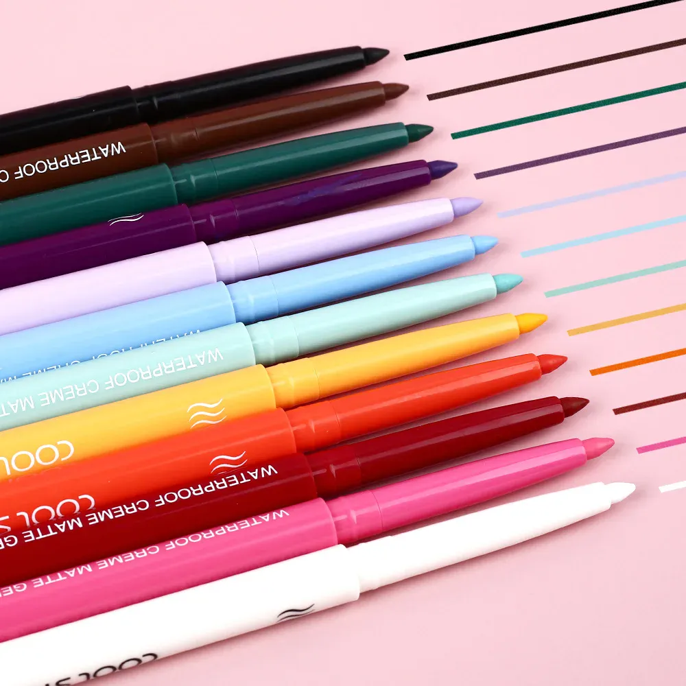 12 Color Waterproof Eyeliner Set Matte Creamy Pencil Long Lasting Smudge Proof for Sensitive Eyes Daily Makeup Professional Kit