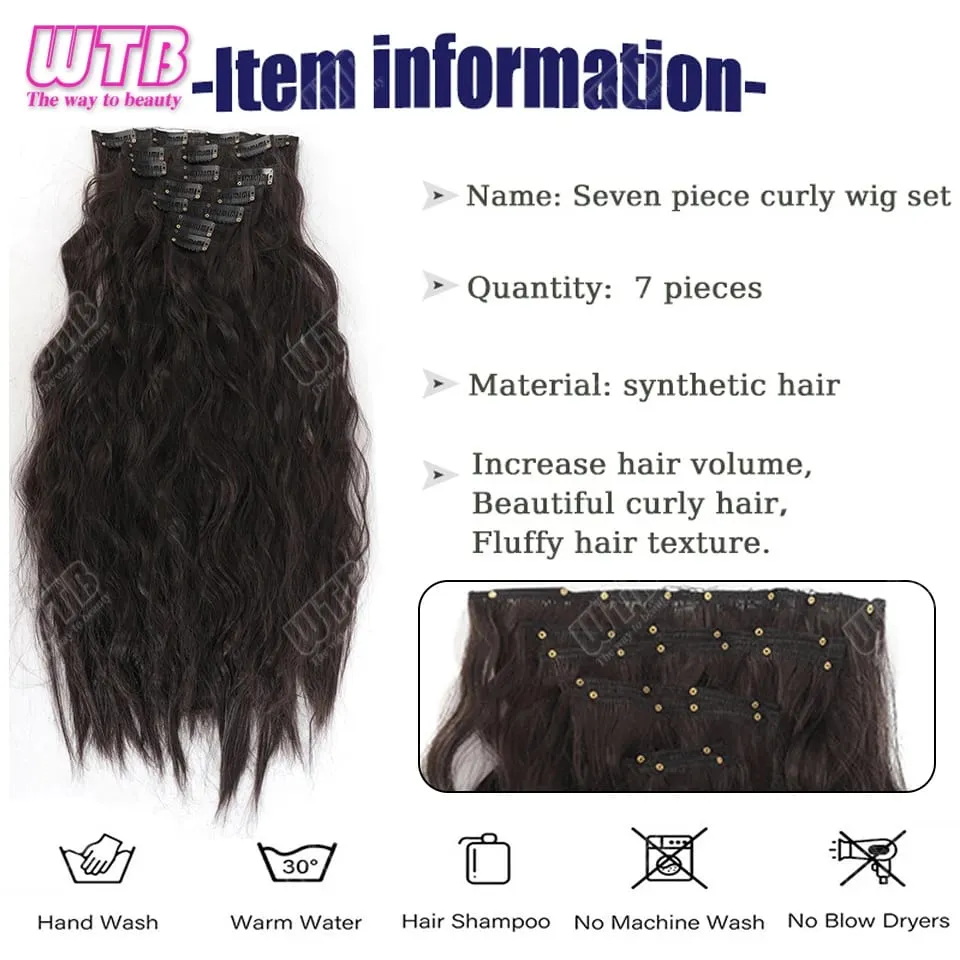 Synthetic 16 Clips in Hair Extensions Long Wavy Hairstyle Blonde Black Hairpieces Heat Resistant False Hair Daily Use