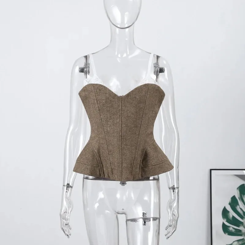 Sexy Women's Tank Halter Lace V-neck Sleeveless Backless Solid Female Slim Tanks 2025 Summer Autumn New Street Fashion Lady Top