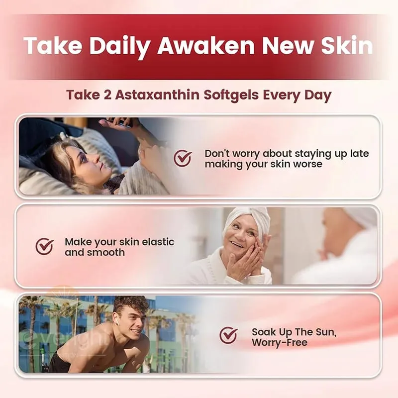 Astaxanthin 24mg – Antioksidan Ampuh untuk Kulit Mata & Kesehatan Kekebalan Tubuh – 10-in-1 dengan Lycopene Grape Seed Vitamin E & Zinc