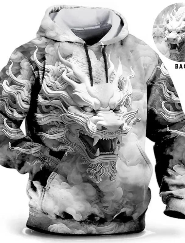 Chinese New Year Dragon 3d Print Hoodie Men Women Fashion Street Vintage Hoodie Sweatshirt Outwear Coat Men Tracksuits Sportwear