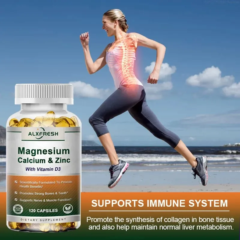 Alxfresh Calcium 1000mg Magnesium 400mg Zinc 25mg Vitamin D3 600 IU | Immune & Bone Nerve Support Health | Non-GMO | Gluten Free — image 6