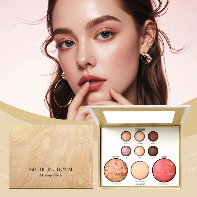 Makeup Palette Eyeshadow Highlighter Blush Bronzer All-in-One Face Palette Shimmer Matte Travel Size Cosmetic Kit Holiday Gift
