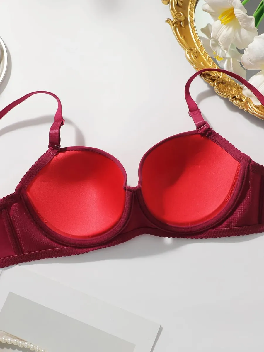 Conjunto de sutiã acolchoado com armação feminina, 2 pacotes, sutiã push up sólido com calcinha combinando, lingerie sexy e confortável para o dia a dia
