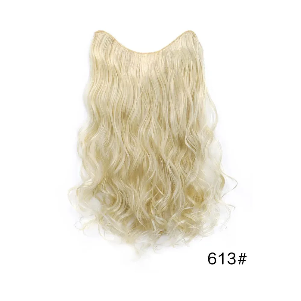 V-Shaped Clip in Hair 20 Inch Wavy Hair Piece Extensions One Piece Curly Hairpiece with 5 Clips Synthetic Clip in Hair for Women