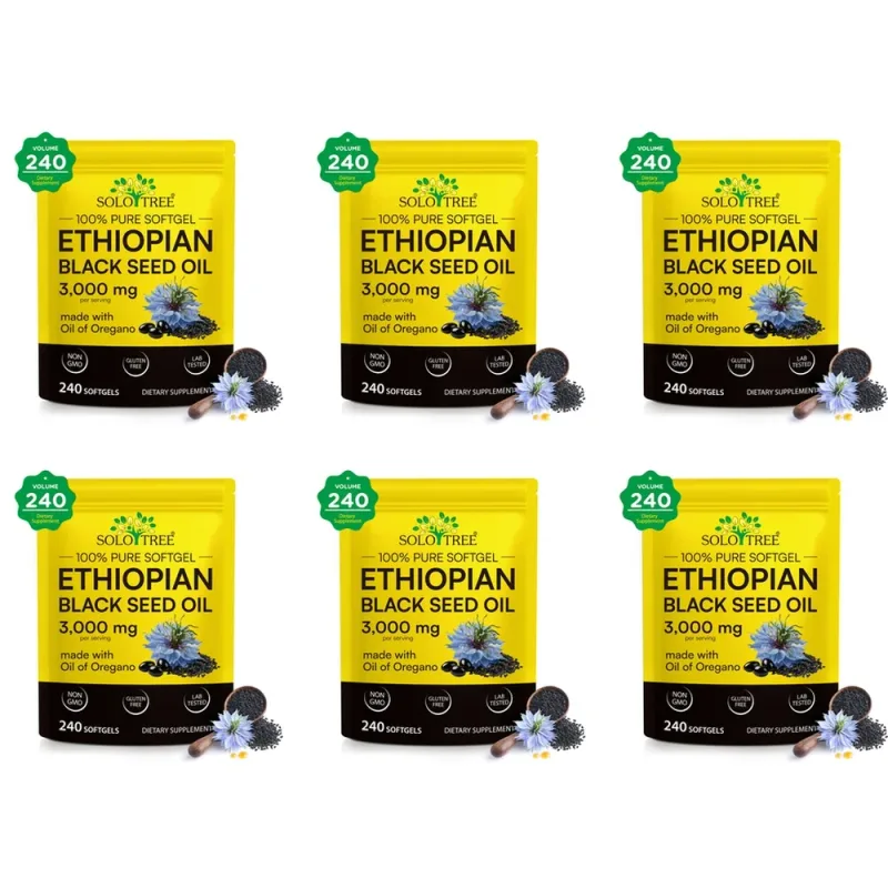 Ethiopian Black Seed Oil Softgels with Oil of Oregano Extract for Immune Support Digestive Comfort 240 Softgels